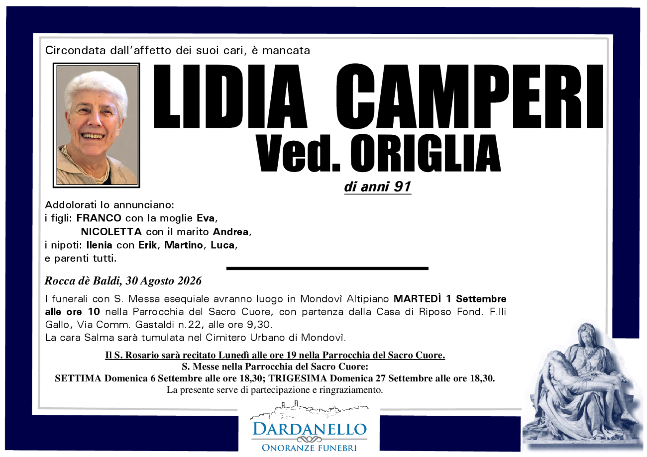 LIDIA CAMPERI Ved. ORIGLIA