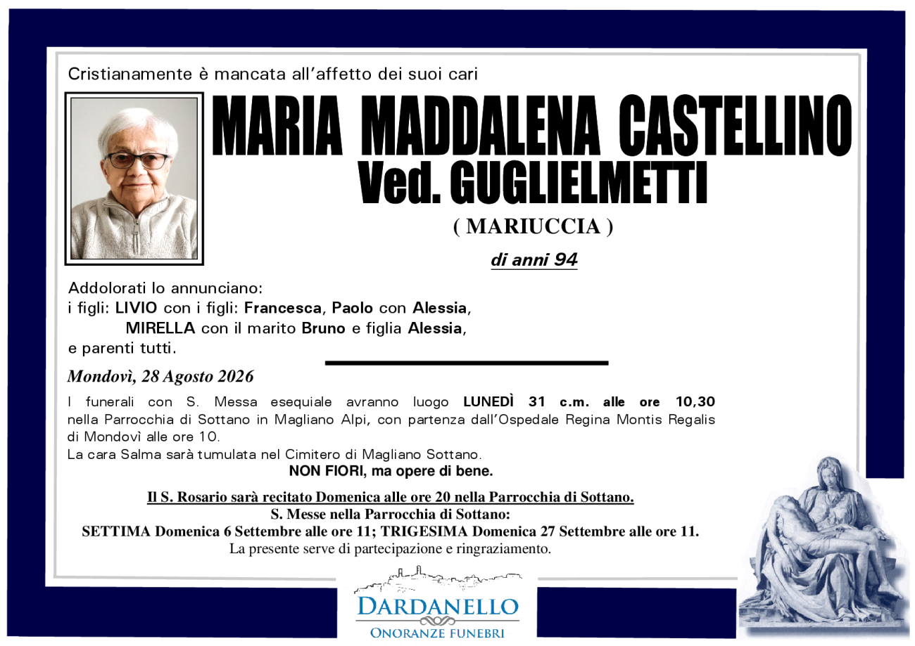 MARIA MADDALENA CASTELLINO Ved. GUGLIELMETTI